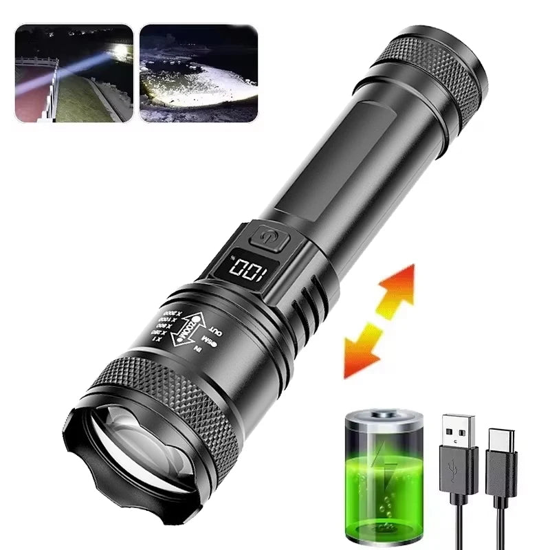 100000LM Super Bright Flashlight Outdoor Waterproof Camping Lantern