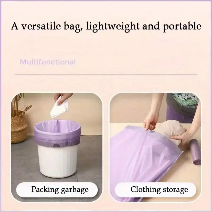 100pcs Trash Drawstring Purple Trash Bags