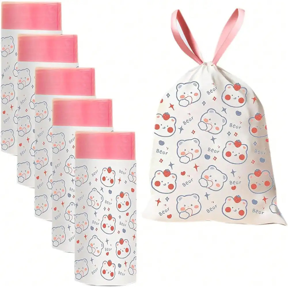 100PCS Cartoon Drawstring Trash Bags, 19.7x17.7in