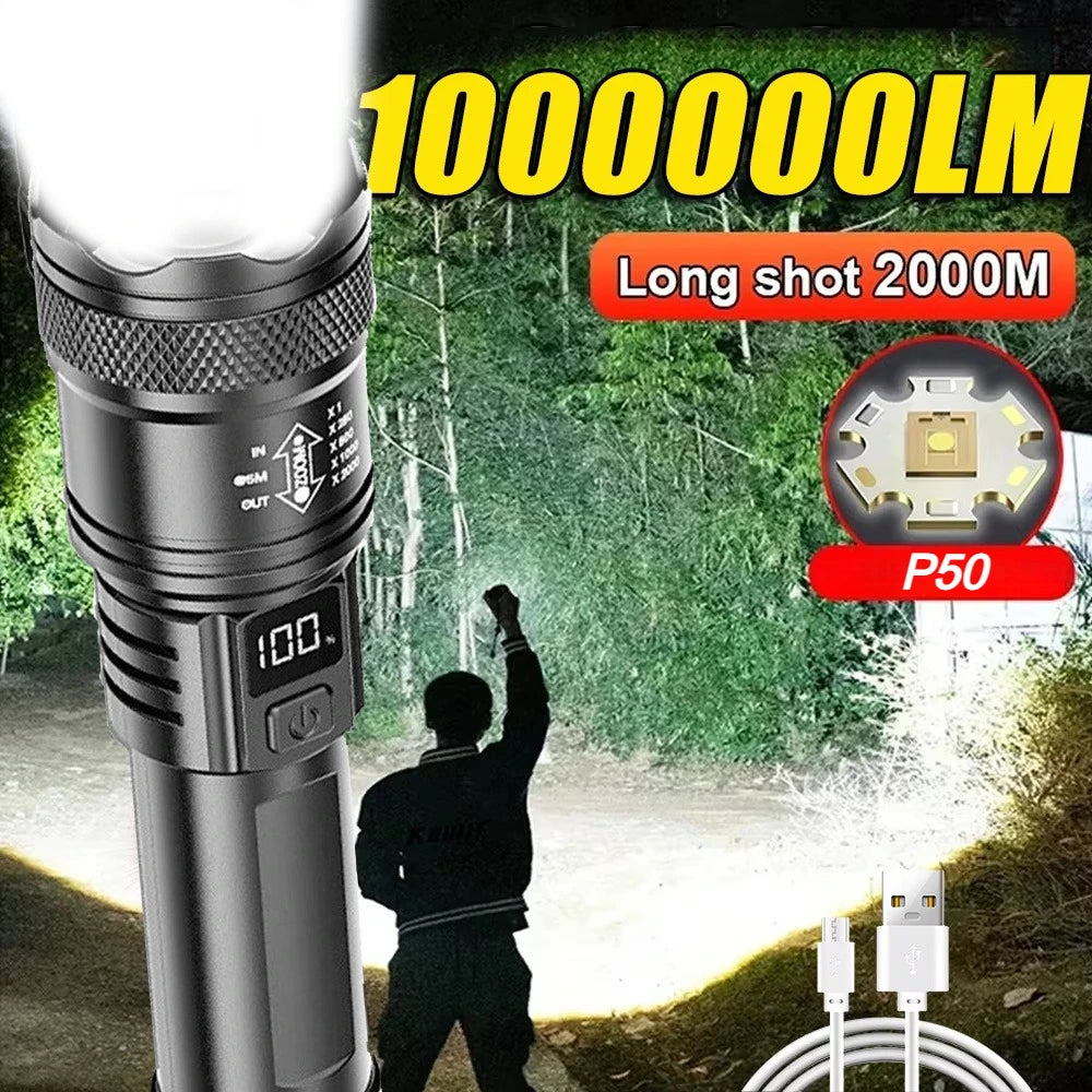 100000LM Super Bright Flashlight Outdoor Waterproof Camping Lantern